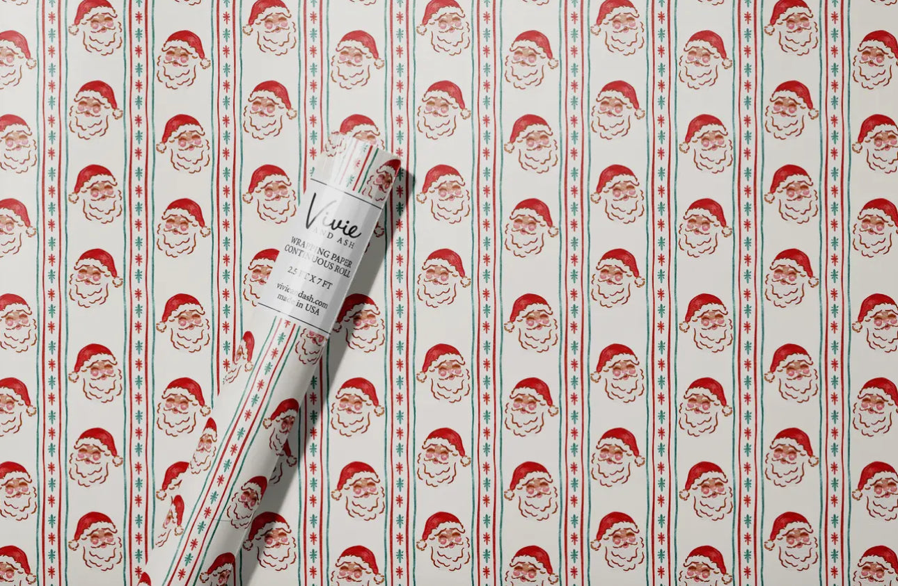 Christmas Santa Stripe Wrapping Paper Roll