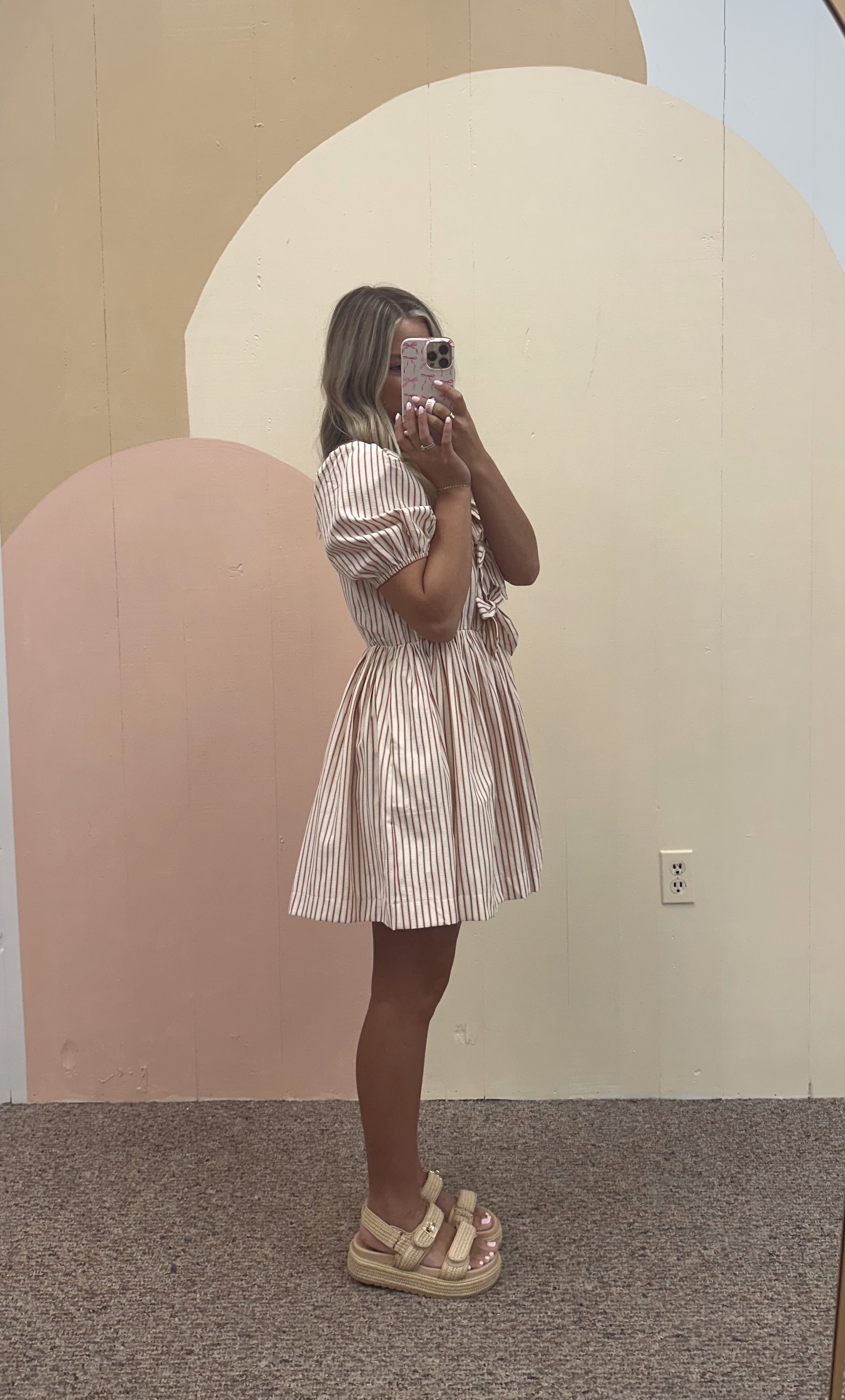 Red Striped Dress with Tie Detail
