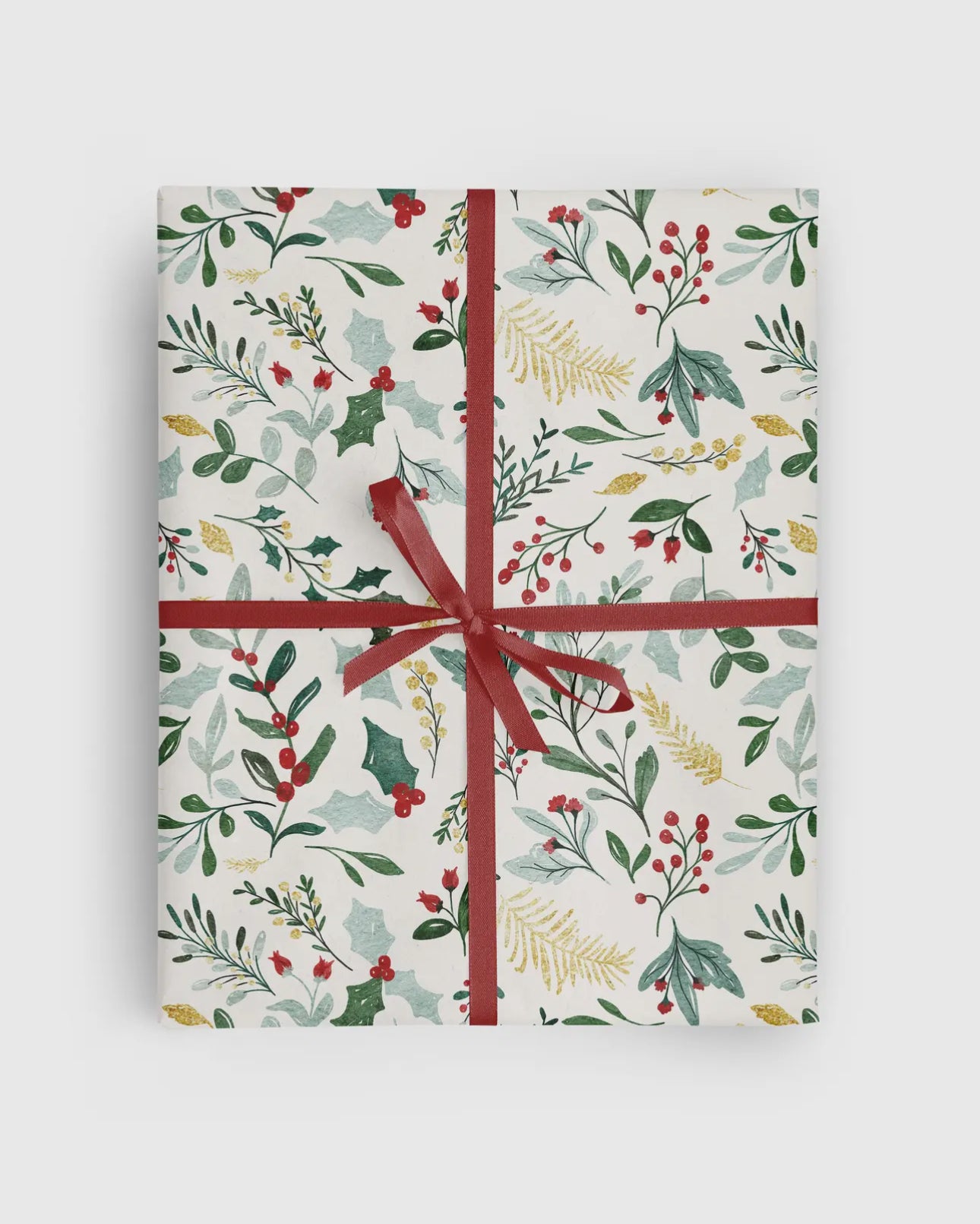 Christmas Watercolor Greenery Wrapping Paper Roll