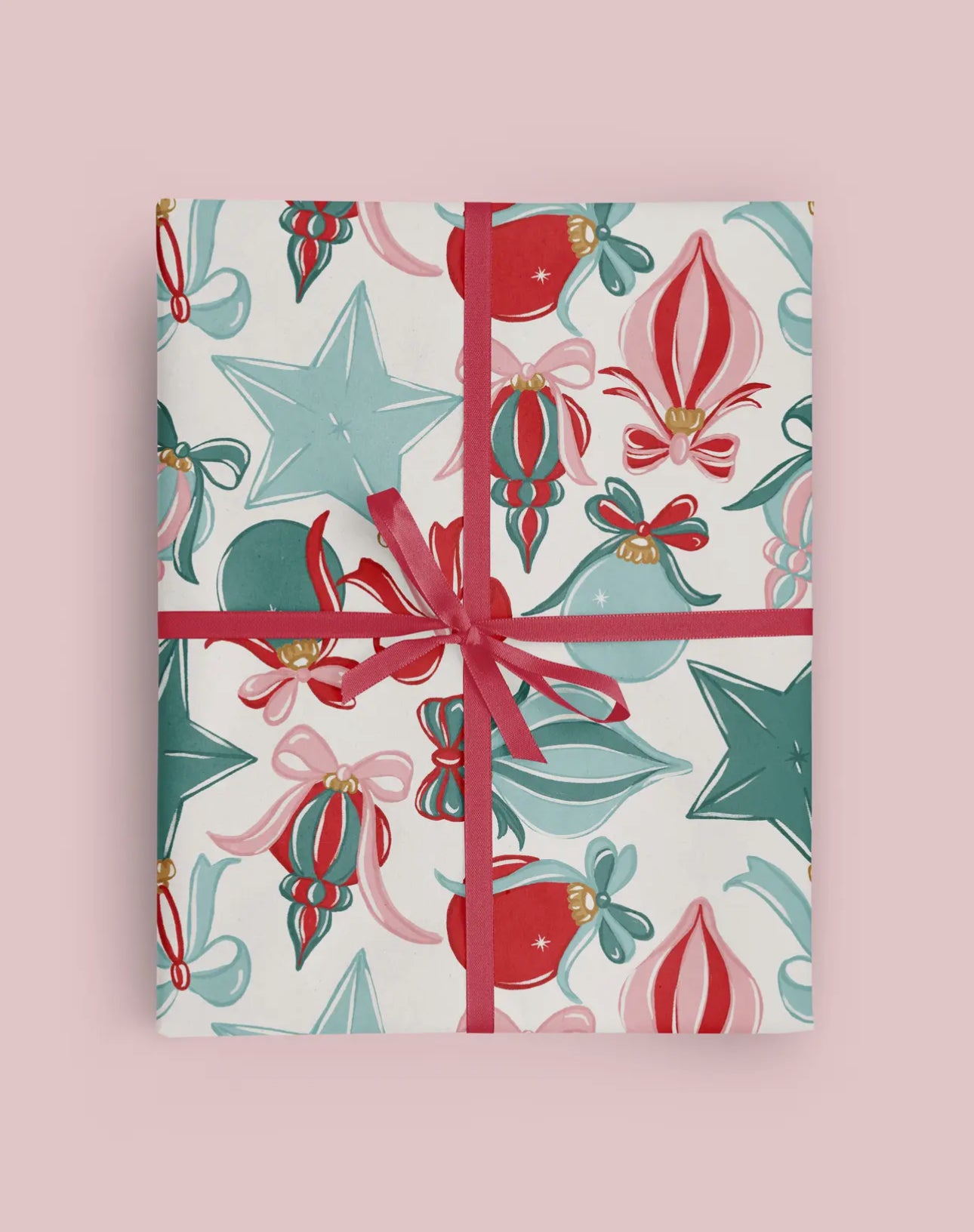 Christmas Ornaments & Bows Wrapping Paper Roll