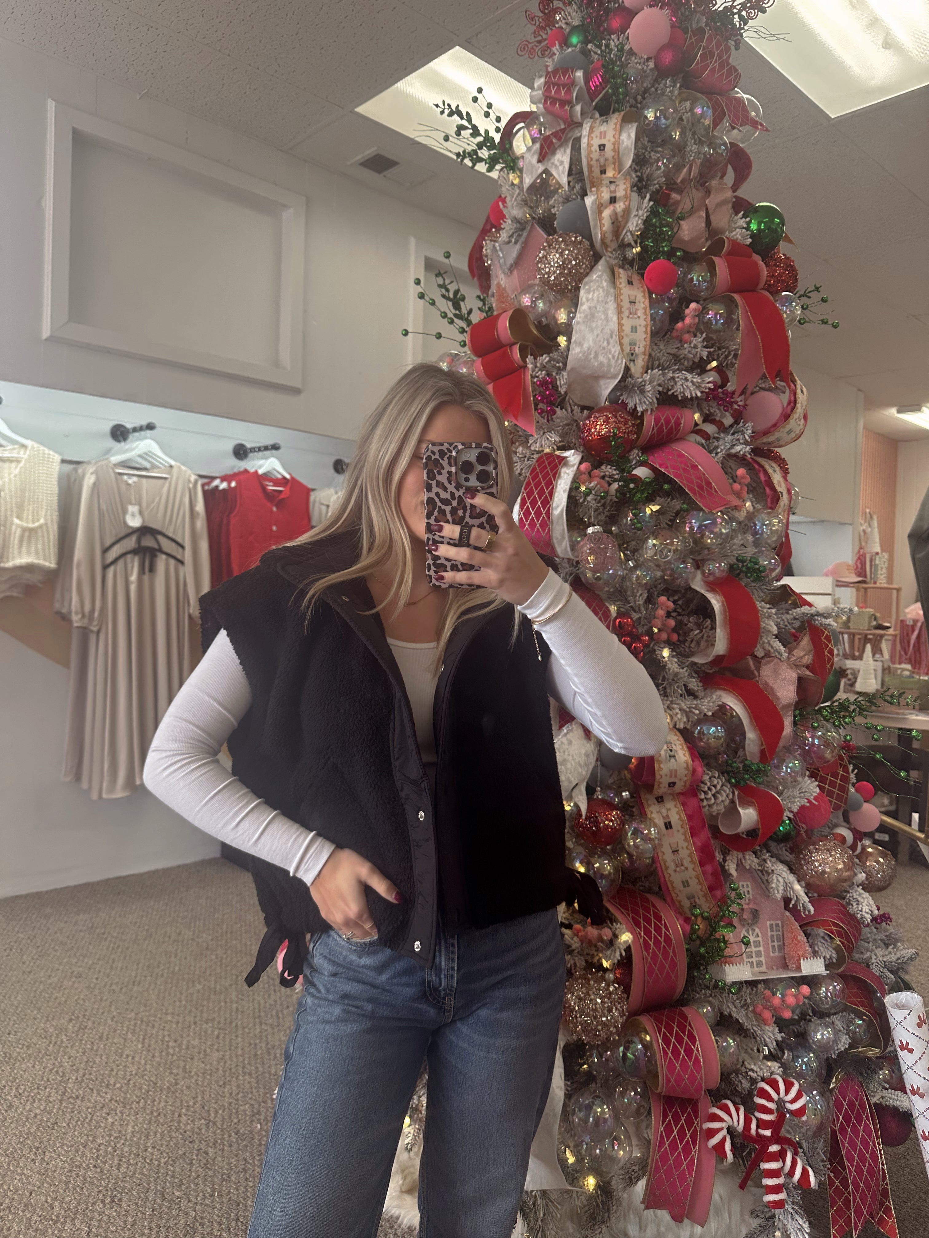 Black Cozy Sherpa Vest