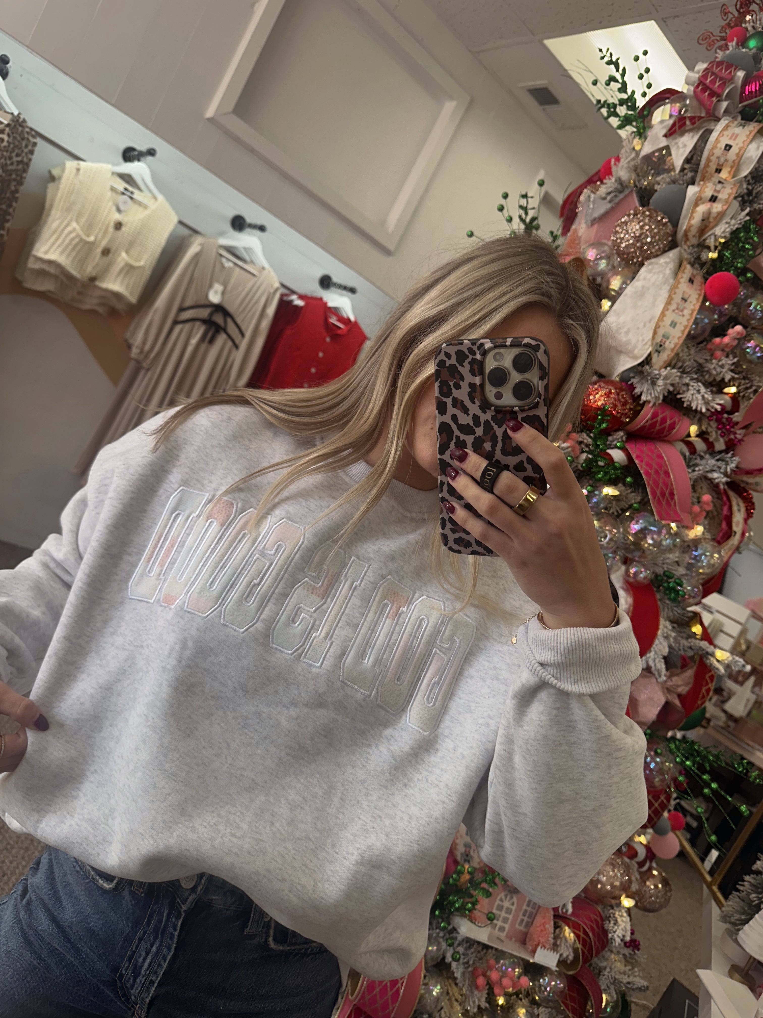 God Is Good Quilted Pastel Embroidered Sweatshirt