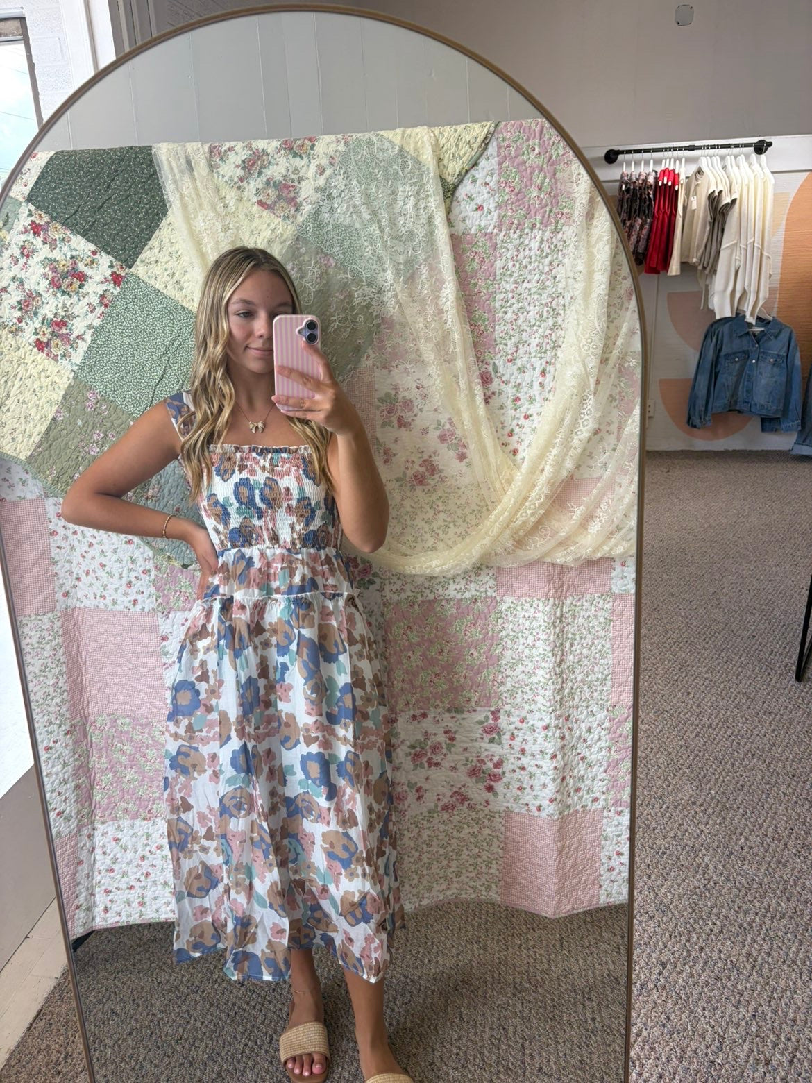 Floral Smocked Midi Dress