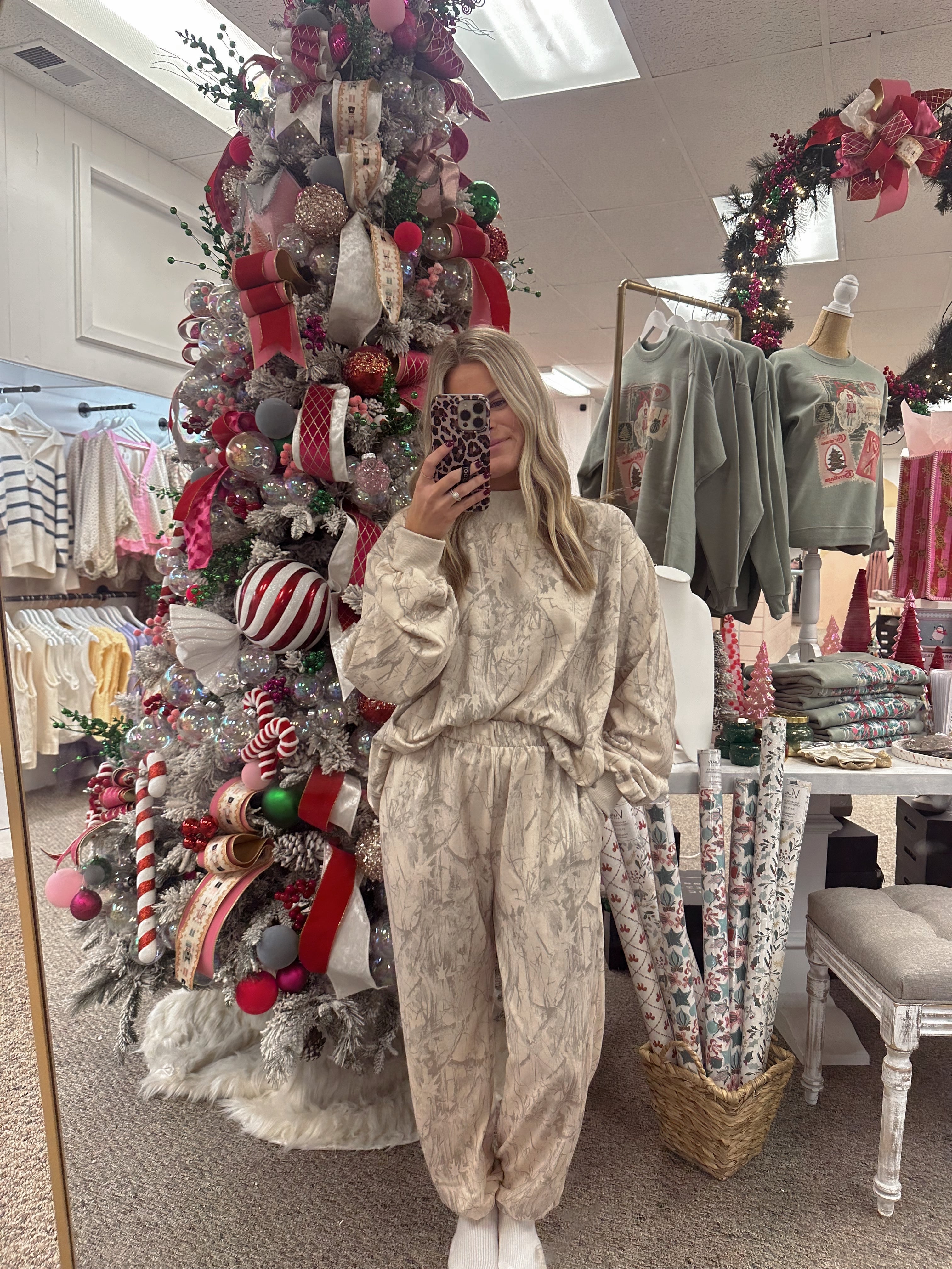 Taupe Camo Oversized Mockneck Sweatshirt