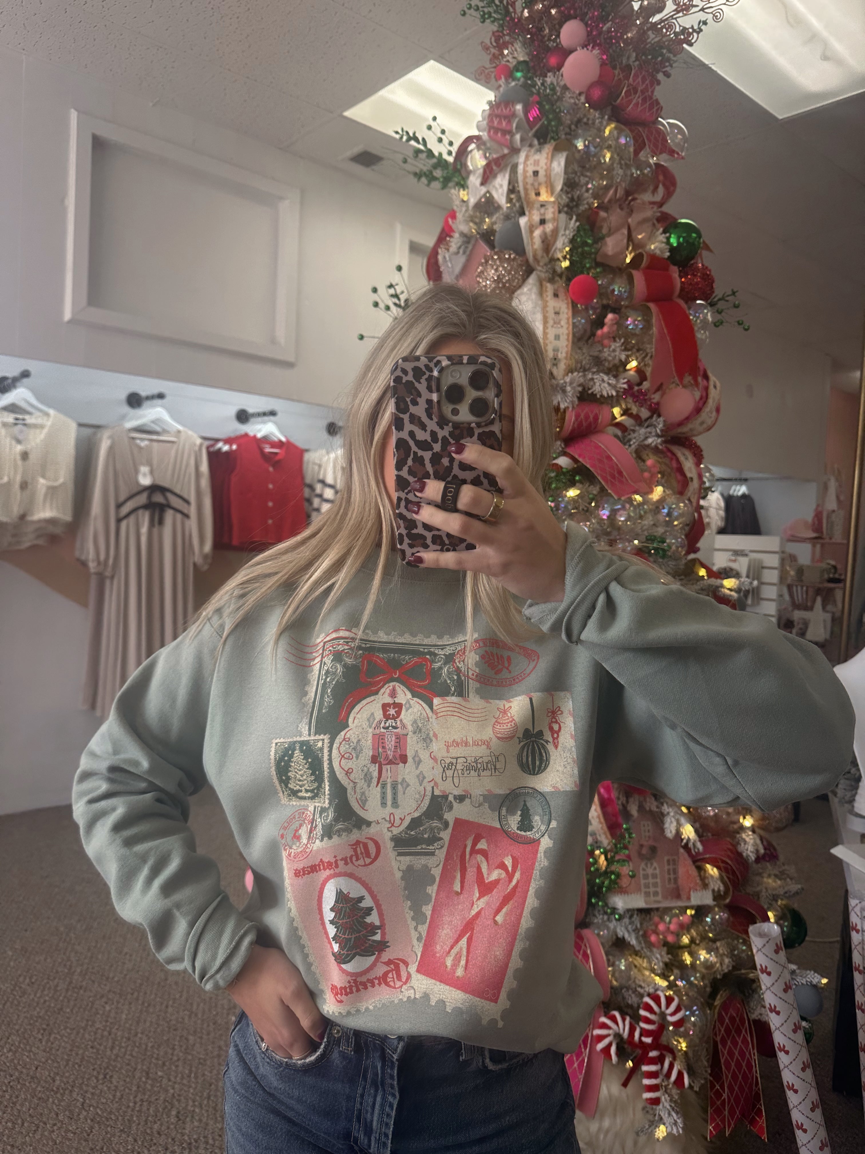 Christmas Post Card Sweatshirt