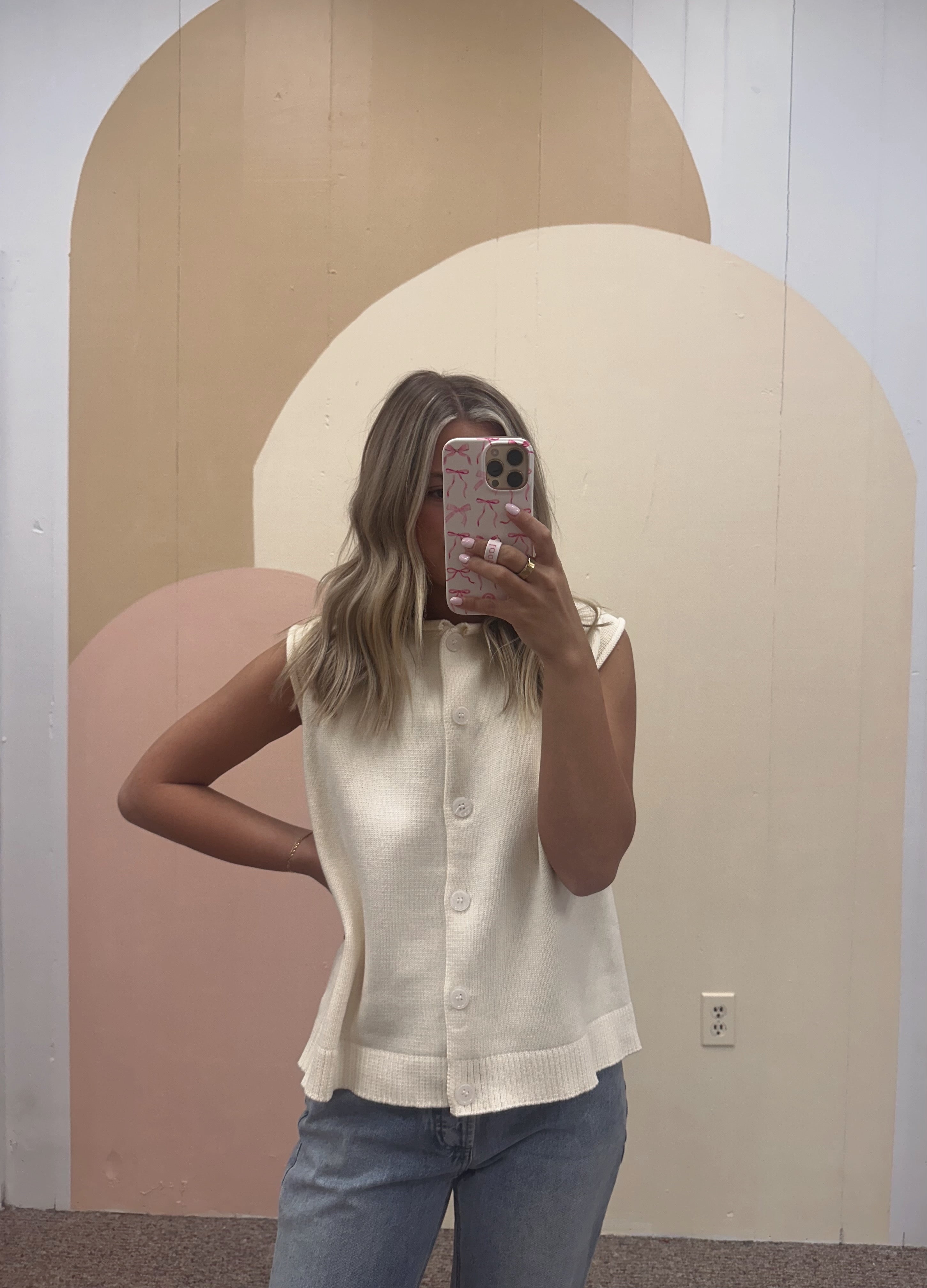 Ivory Button-Up Sweater Vest