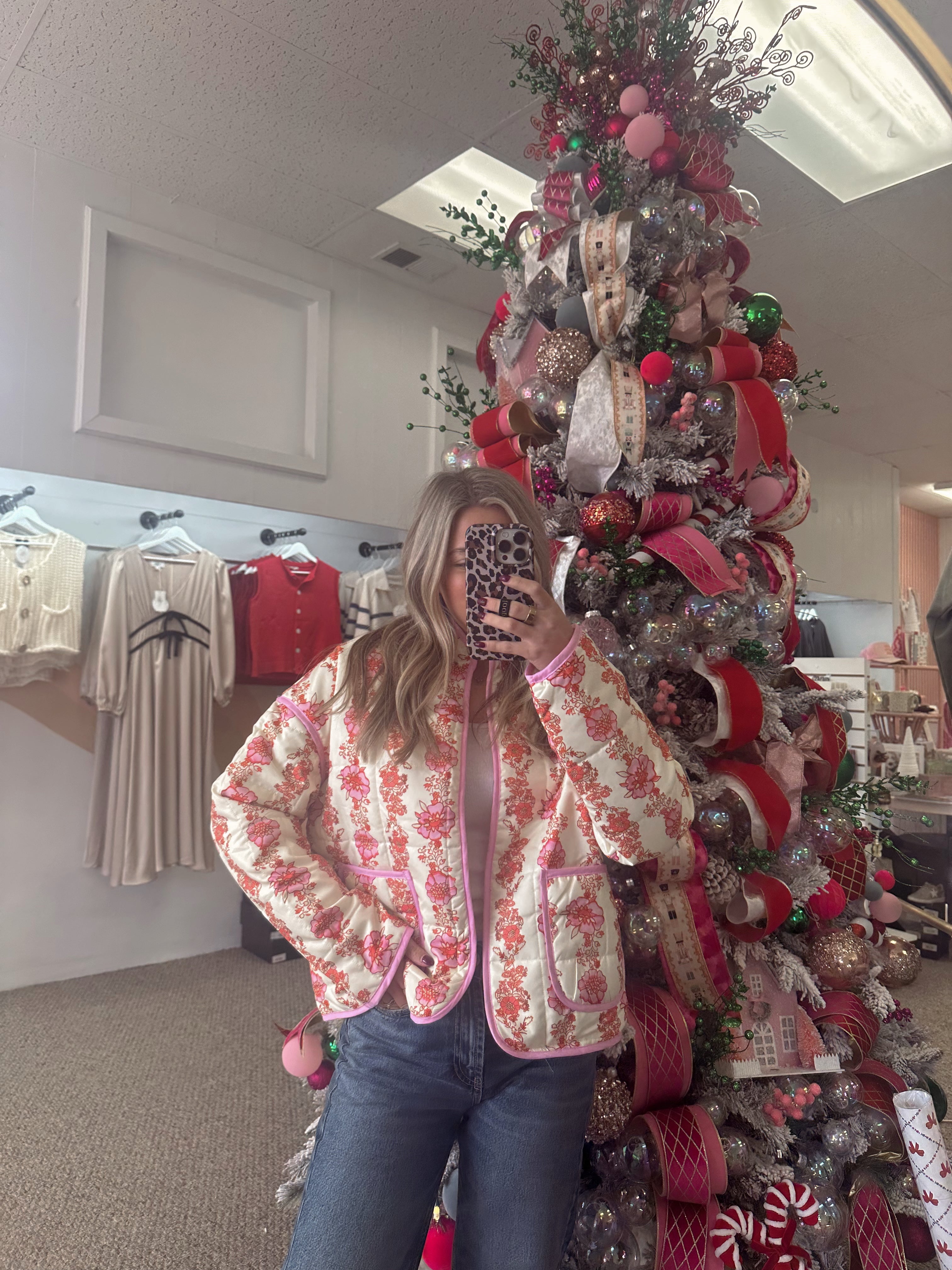 Pink Floral Quilted Jacket