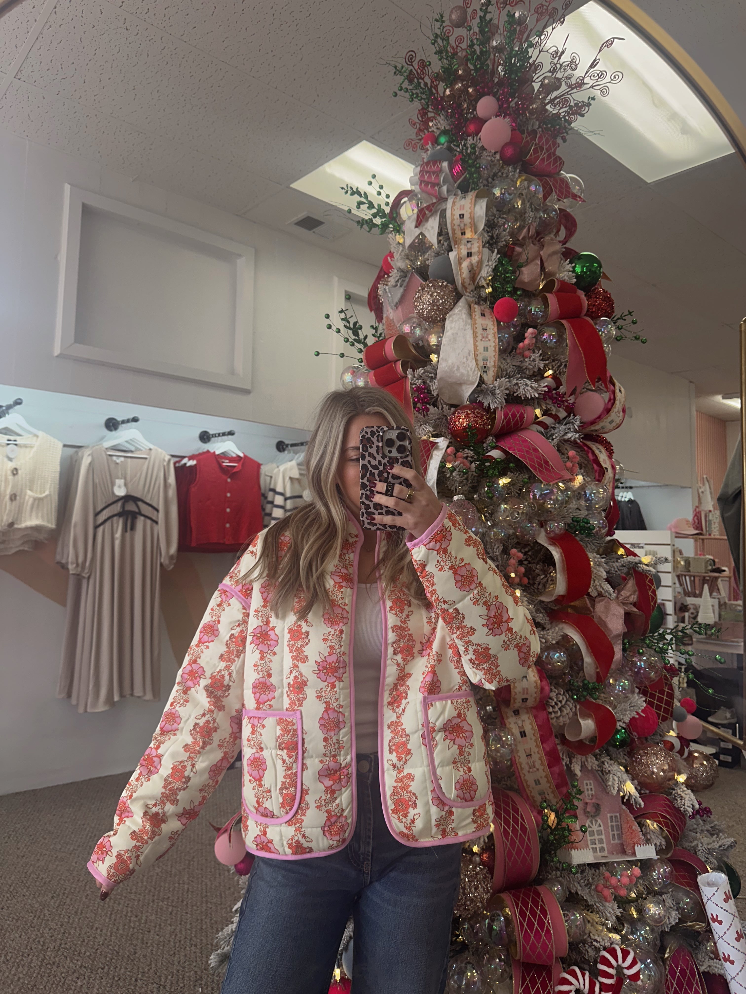 Pink Floral Quilted Jacket