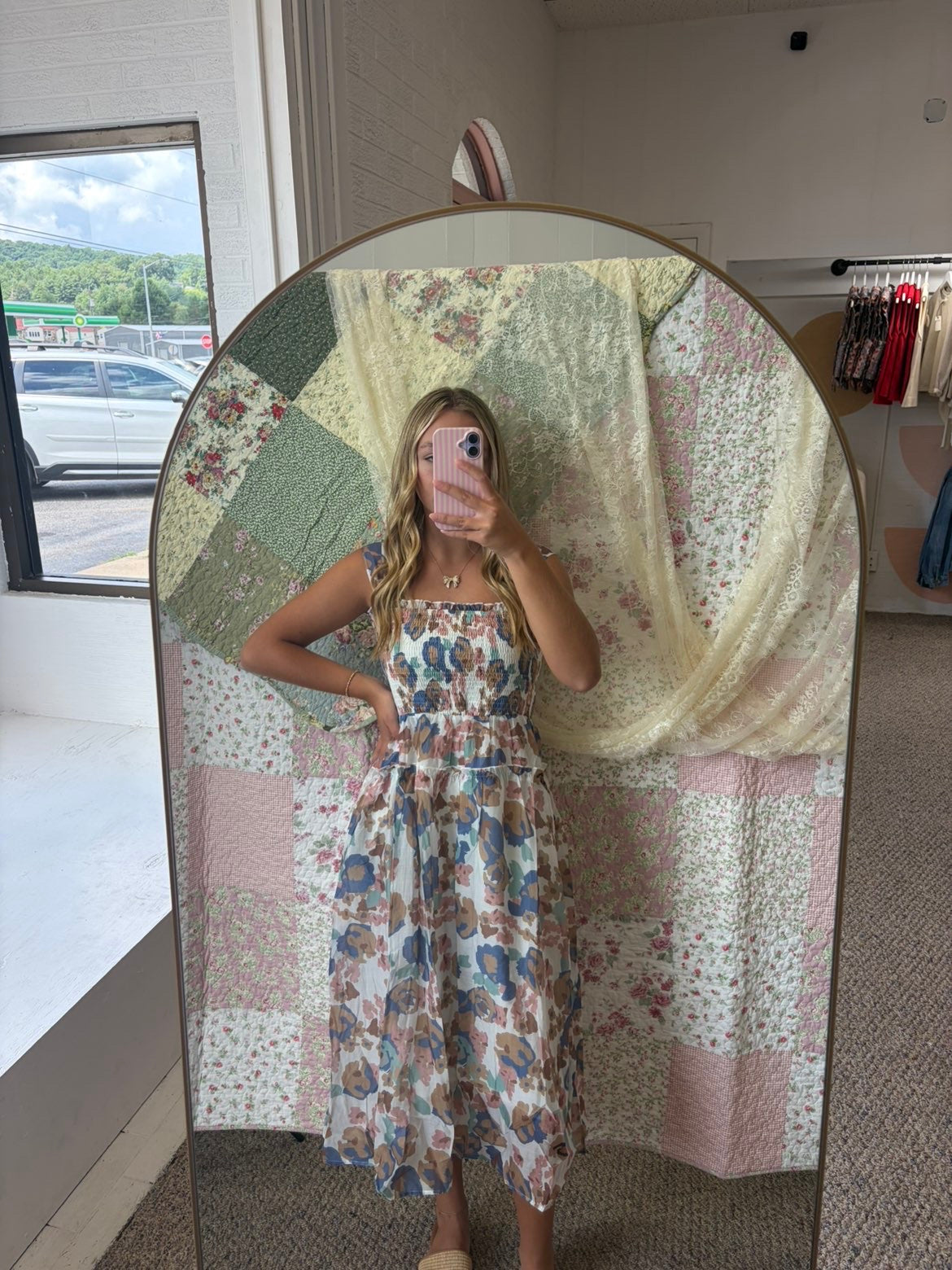 Floral Smocked Midi Dress
