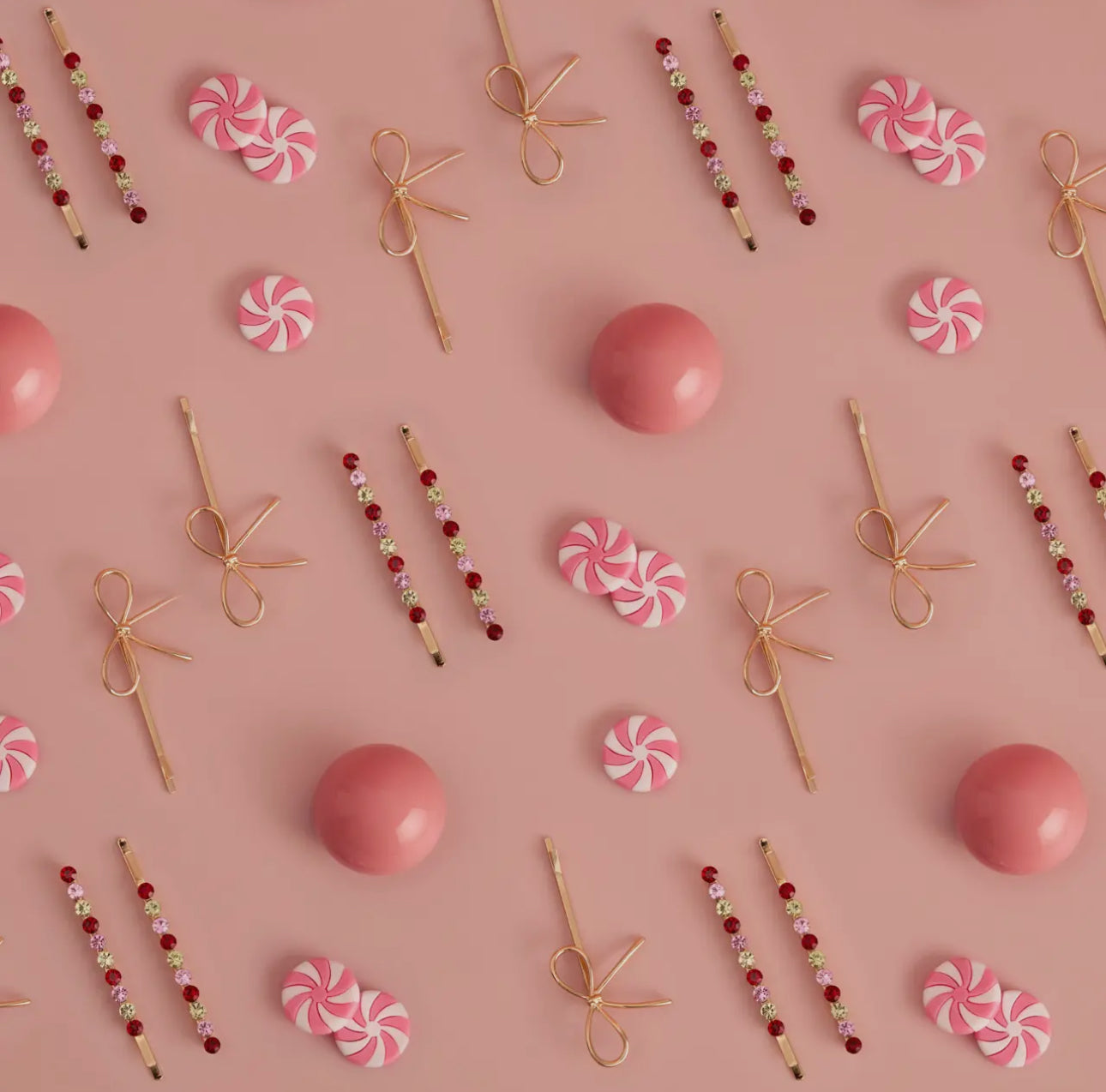 Holiday Gemstone & Bow Bobby Pins Set