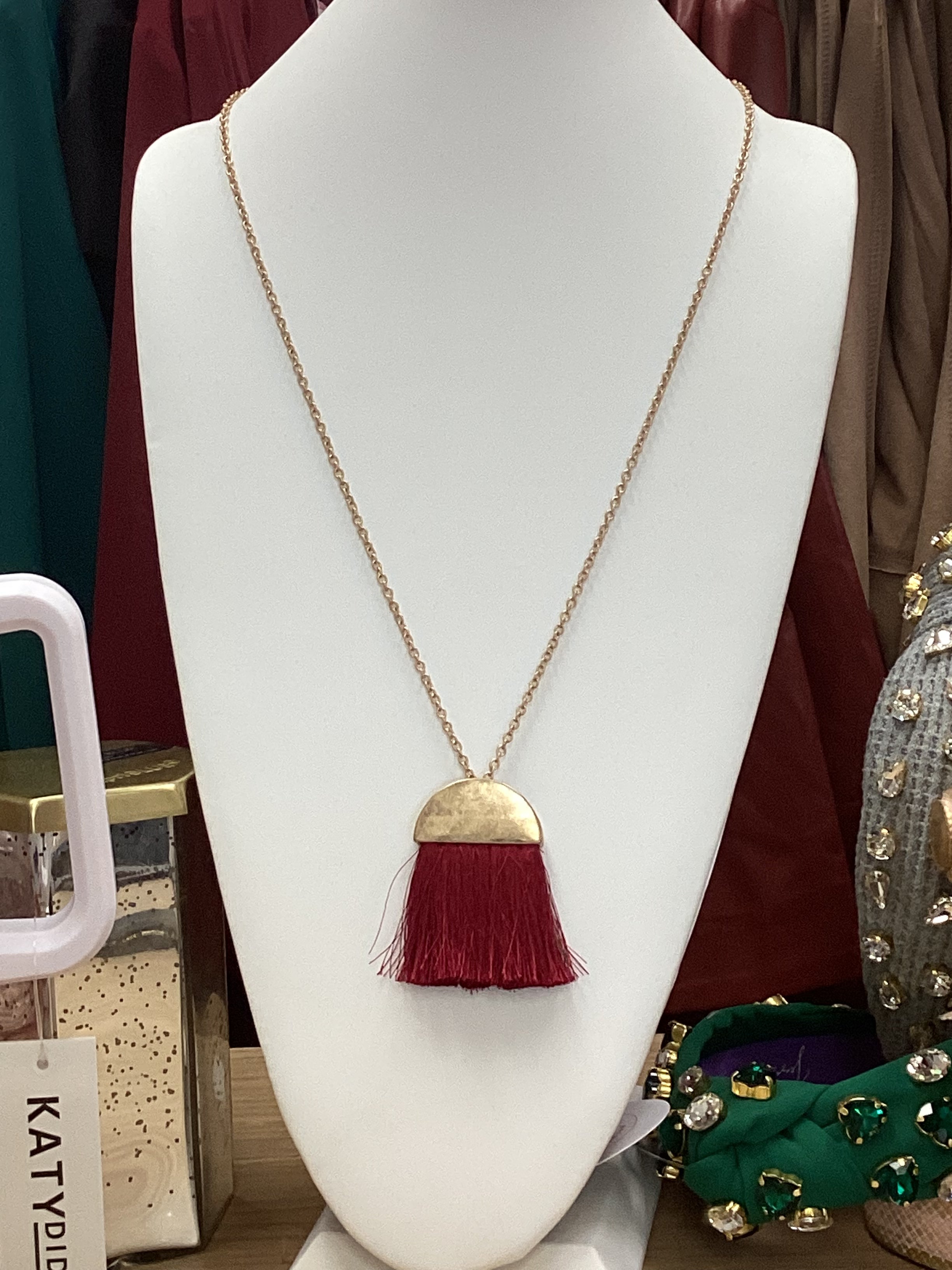 Burgundy and hot sale silver necklace