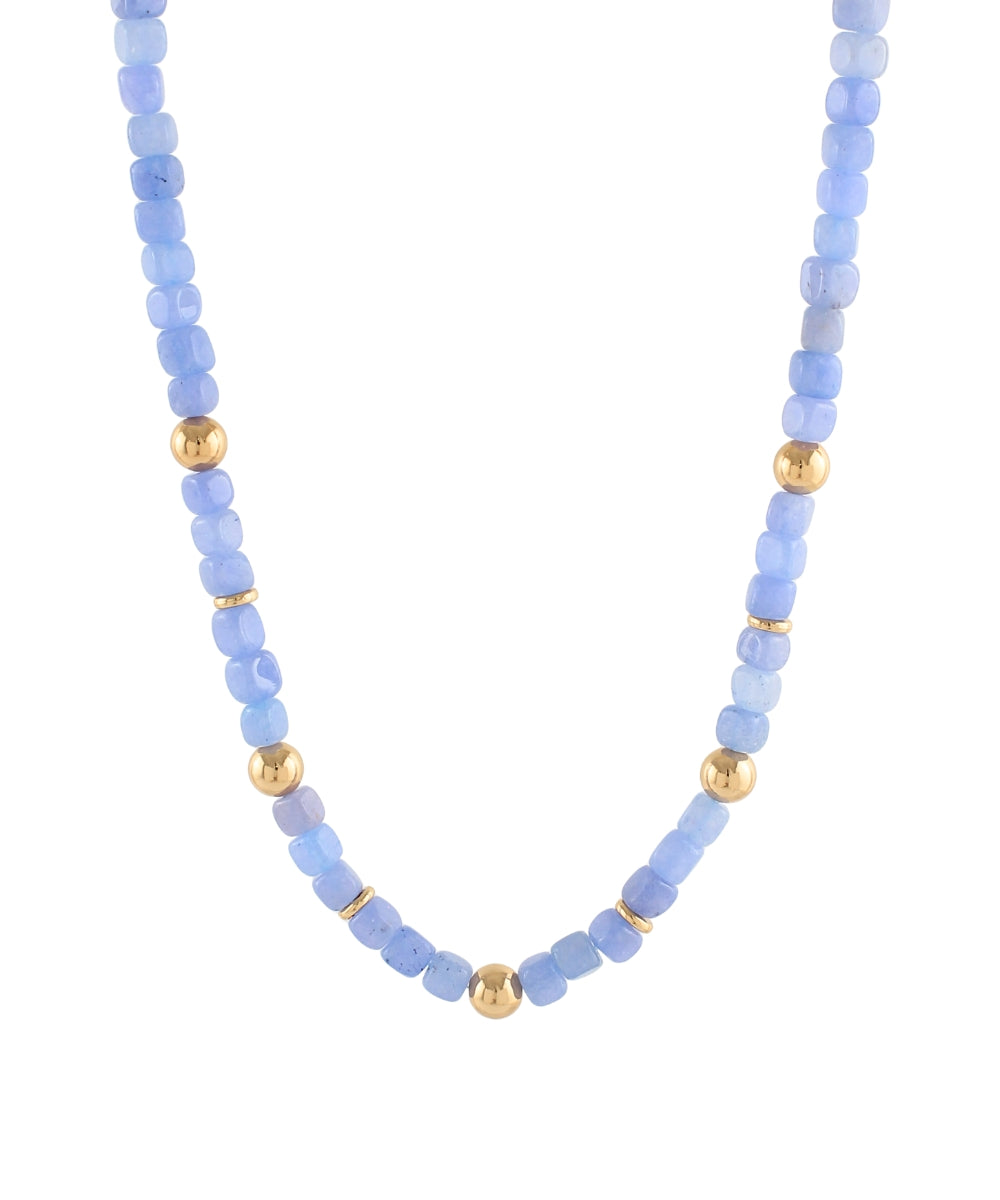 Marble Stone & Ball Necklace (Light Blue)
