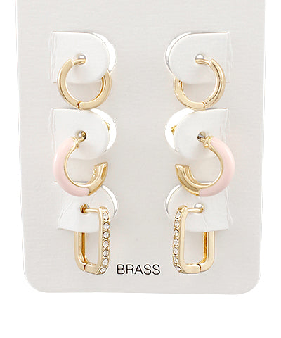 Epoxy & Crystal Hoops Set (Pink)