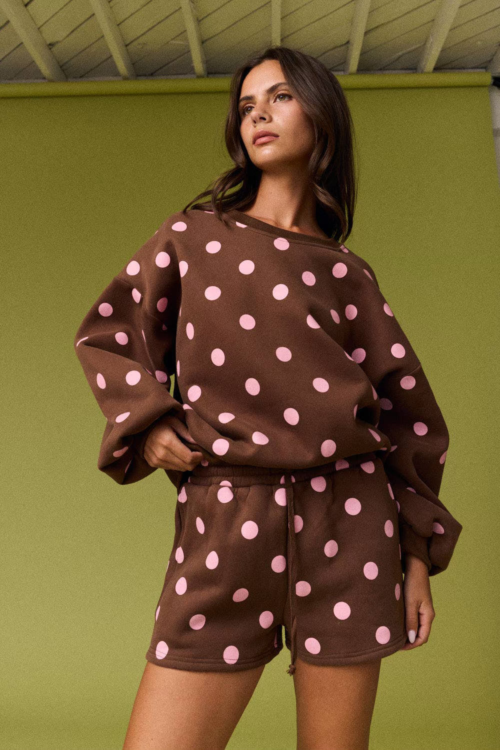 Pink & Brown Polka Dot Set